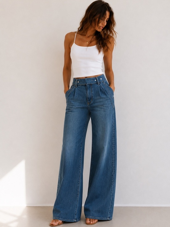 Veronica Beard Denim - Veronica Beard Belted Taylor Relaxed Wide Leg High Rise Size 26 Never Worn
